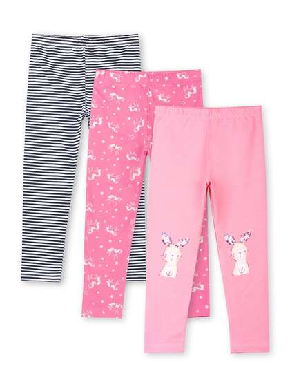 ariel Girls Pack Of 3
                    Printed Pure Cotton Ankle Length Leggings