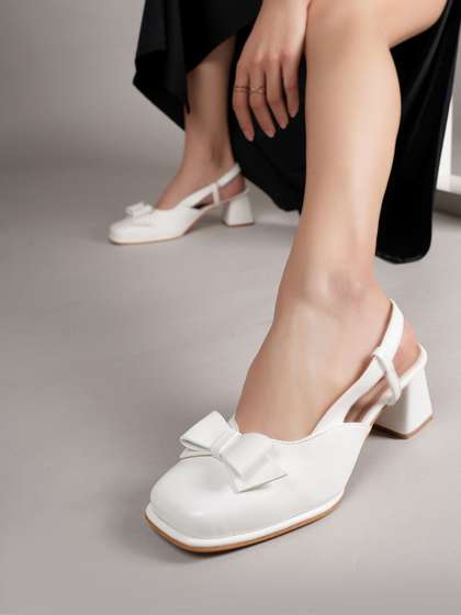 DROP BOLD Women
                        Solid Block Pumps Heels with Bows