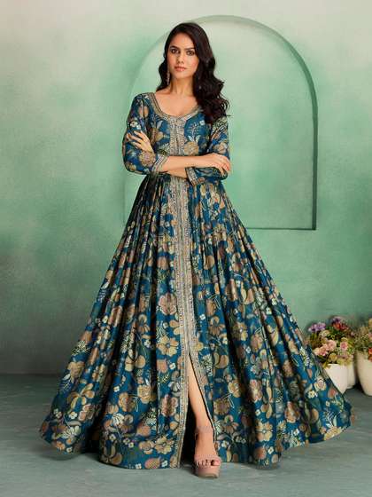 MADHURAM Floral
                        Printed Dress with Hand Embroidered Detail