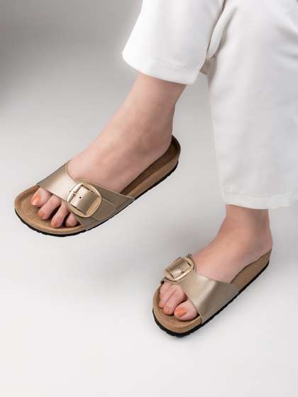 Mast & Harbour
                        Women Open Toe Flats with Buckle