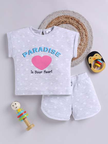 YK X Tinyo Girls Pure
                    Cotton Printed T-shirt with Shorts