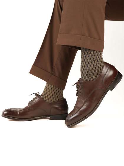 Theater Men Gingham
                    Mercerized Cotton Calf Length Formal Socks