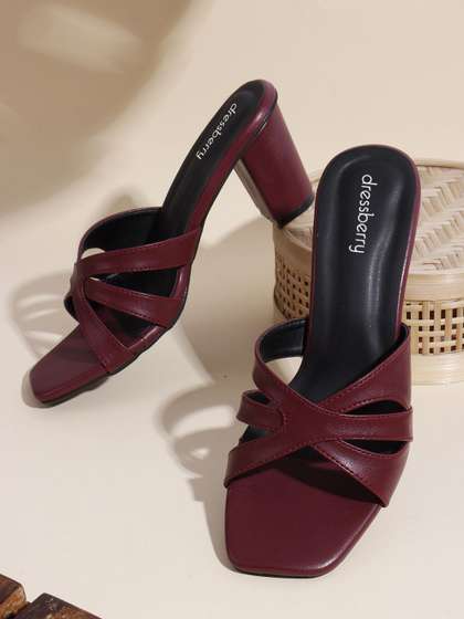 DressBerry Women
                          Solid Square Toe Leather Sandals