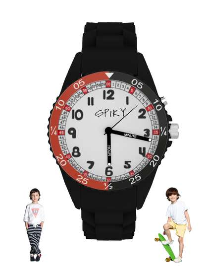 Spiky Kids Dial &
                    Textured Straps Analogue Watch SPKEVA30_C6_Blk