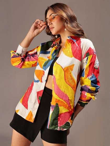 HERE&NOW Printed Oversized Cotton Shirt