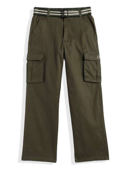 CAVIO Boys Comfort
                      Solid Cargos Trousers with Belt
