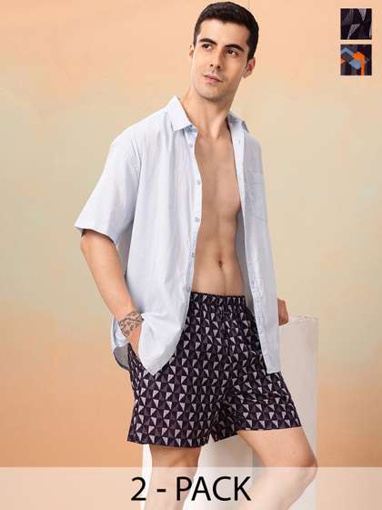 Mast & Harbour
                        Men Pack of 2 Printed Pure Cotton Boxers
                        MNH-KEN-MBOX- PRINT-02ABI