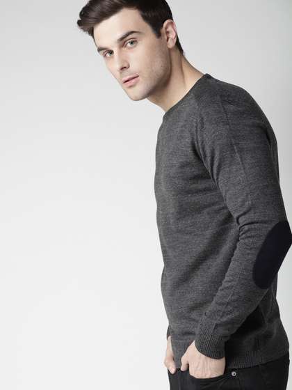 Mast & Harbour
                        Men Charcoal Grey Solid Pullover