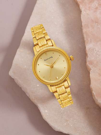 Sonata Quartz Analog
                        With Gold Dial Watch For Women - Nt8096ym02