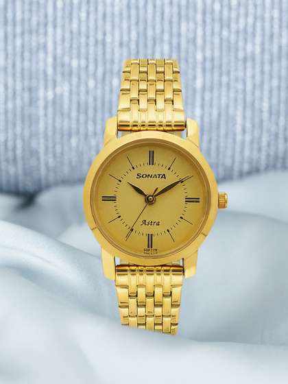 Sonata Quartz Analog
                        With Champagne Dial Watch For Women -
                        Nt87018ym01
