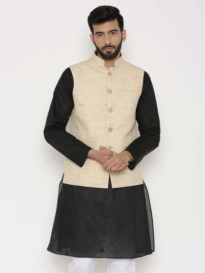 Wintage women
                          Beige Woven Design Nehru Jacket