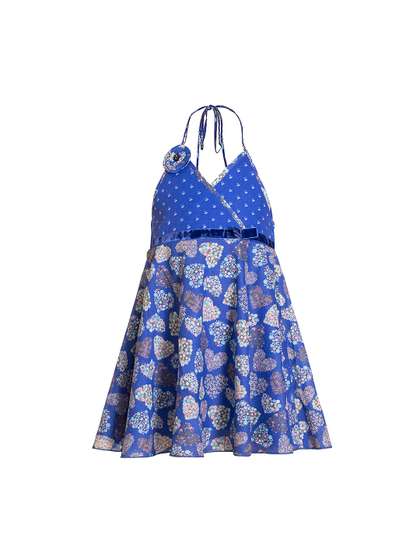 Merrigo Kidz Girls Blue
                    Heart Printed Empire Dress