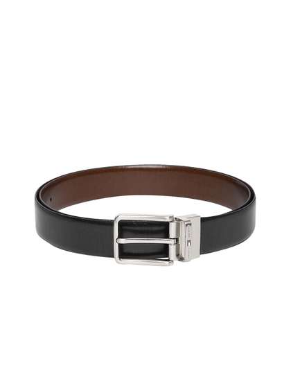 Tommy Hilfiger Men Black
                    & Solid Reversible Leather Belt