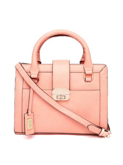 Handbags For Women Leather Designer Allen Solly Peach Coloured Solid Handheld Bag
