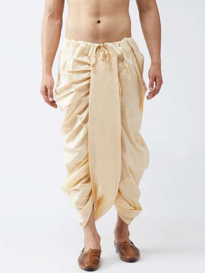 SOJANYA Men Beige
                        Solid Dhoti