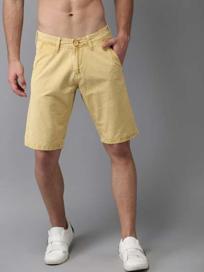 mens mustard chino shorts