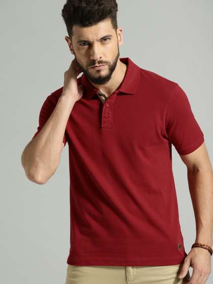 Roadster Men Red Polo Collar Cotton T-shirt