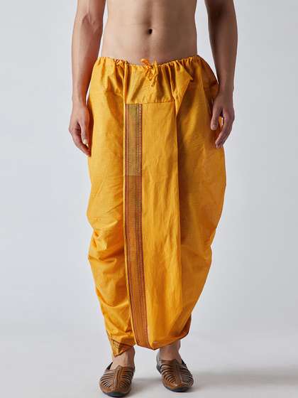 SOJANYA Men Orange
                        & Yellow Dhoti Pants