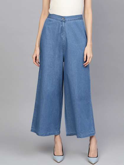 SASSAFRAS Women
                          Blue High-Rise Denim Parallel Trousers