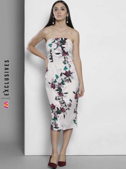 Strapless Dresses Dress Online Myntra Dorothy Perkins Women White Printed Sheath Dress