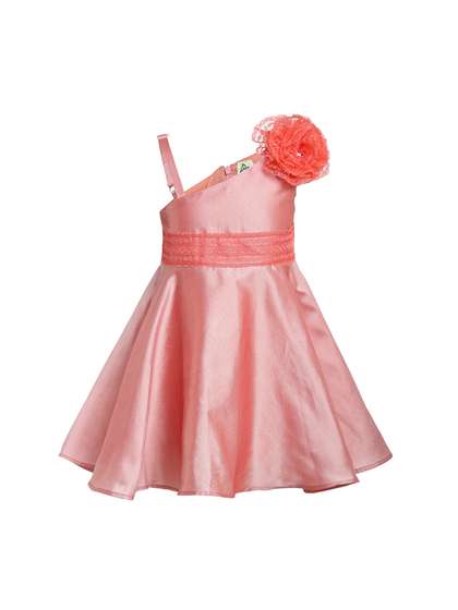 A Little Fable Girls
                    Pink Off-shoulder Cream Pie Dress