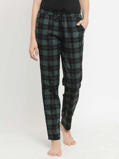 Claura Women Green
                        & Black Checked Regular Fit Pyjama Lower-12