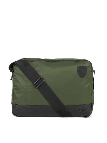 Puma Messenger Bag Online In India Puma Uni Olive Green Black Solid Reporter Messenger Bag