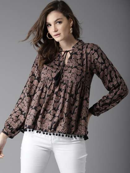 HERE&NOW Brown & Black Printed A-line Top