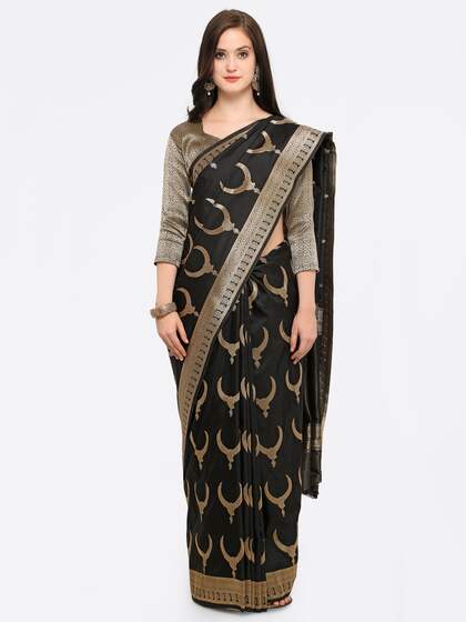 Shaily Black Pure Silk Woven Design Banarasi Saree