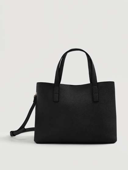 Mango Solid Handbags Online In India Mango Black Solid Handheld Bag With Detachable Sling Strap