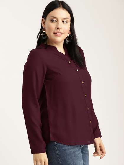 Sztori Plus Size Women
                      Burgundy Solid Top
