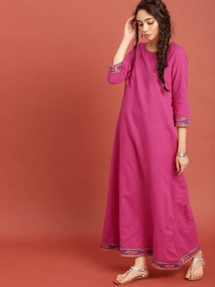 Pink Dress Dresses For Women Online Myntra Taavi Women Pink South Cotton Woven Legacy Ethnic Maxi Dress