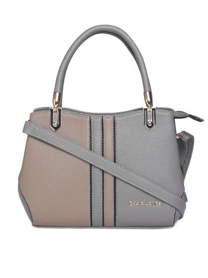 David Jones Handbags Online In India David Jones Brown Grey Colourblocked Handheld Bag