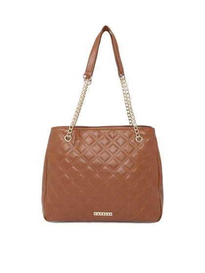 Handbags For Women Leather Designer Caprese Tan Brown Solid Shoulder Bag