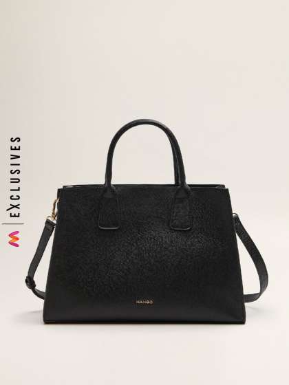 Mango Bags Online In India Mango Black Solid Handheld Bag With Detachable Sling Strap