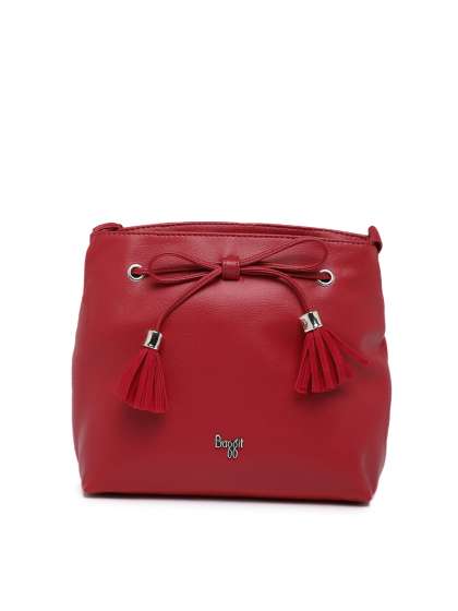Handbags For Women Leather Designer Baggit Red Solid Sling Bag