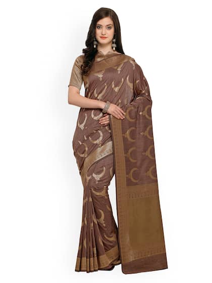 Shaily Brown Pure Silk Woven Design Banarasi Saree