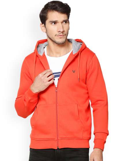 Allen Solly Men
                        Orange Solid Hooded Sweatshirt