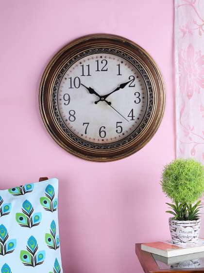 Wall Clock Clocks At Best Price Online Myntra House Of Accessories Off White Brown Round Solid Ogue Wall Clock