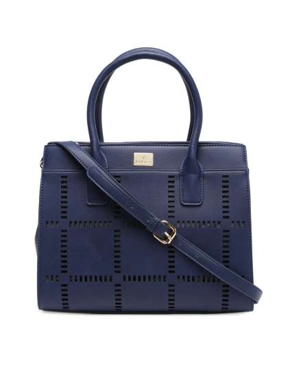 Handbags For Women Leather Designer Van Heusen Woman Blue Self Design Handheld Bag