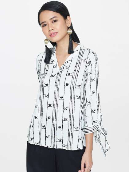 Global Desi Women White Printed Top Global Desi Women White Printed Top