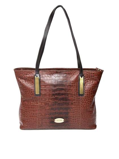 Hidesign Handbags Handbag Online In India Myntra Hidesign Brown Leather Croc Textured Shoulder Bag