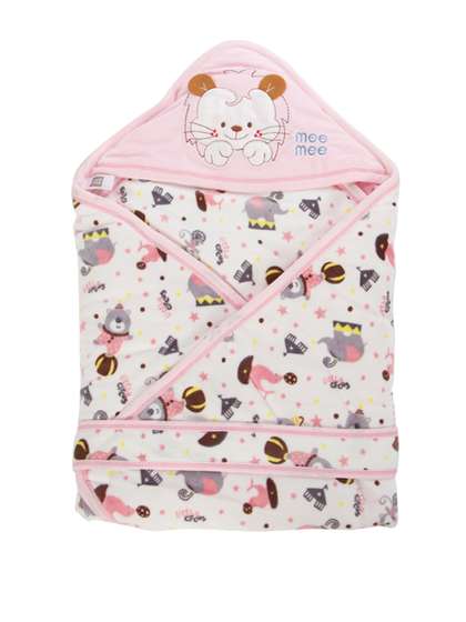 MeeMee Kids Pink
                      Printed Wrapper with Hood