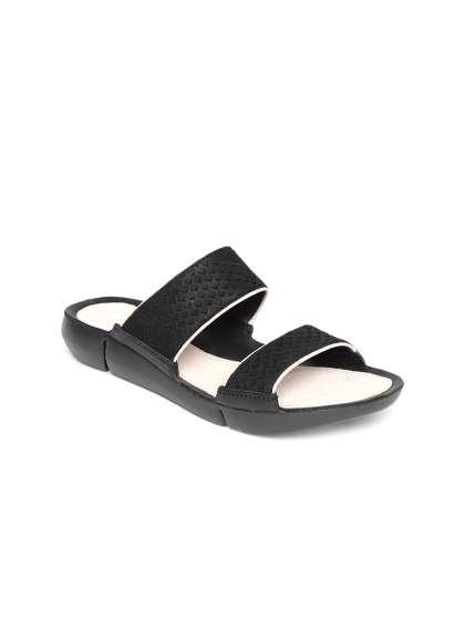 Clarks Exclusive Shoes Online In India Myntra Clarks Women Black Snakeskin Texture Leather Open Toe Flats