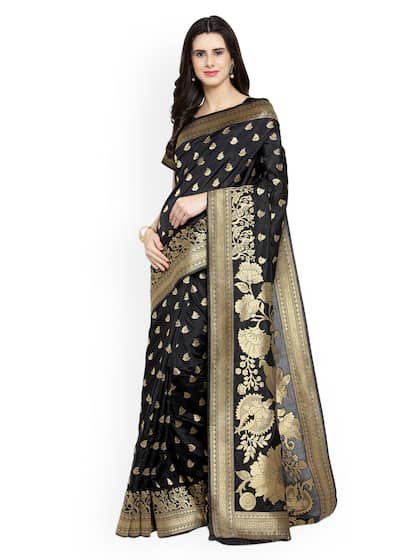 Shaily Black Pure Silk Woven Design Banarasi Saree