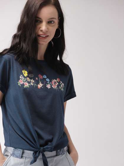 Mast & Harbour Women Navy Blue Printed Top