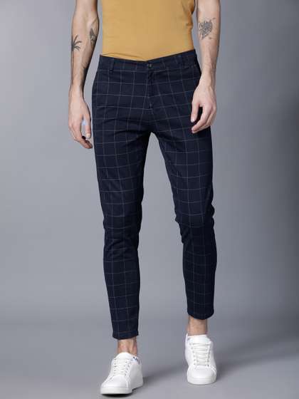 HIGHLANDER Men
                        Checked Slim Fit Chinos Trouser