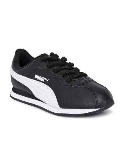 Puma Kids Black Leather Turin II AC PS Sneakers