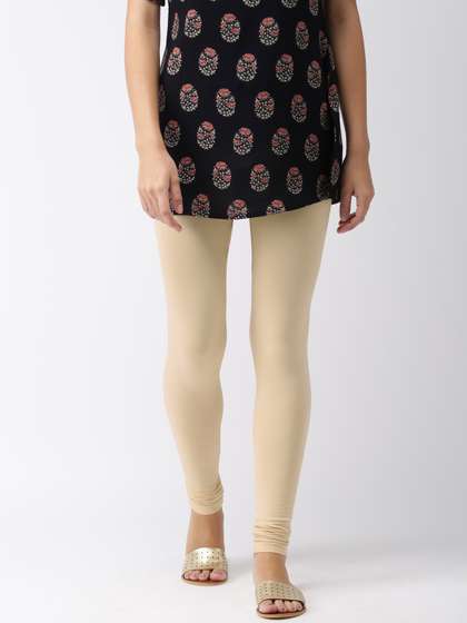 Go Colors Women
                        Beige Solid Churidar Length Leggings