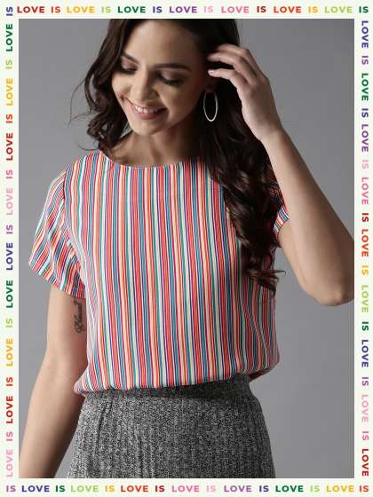 HERE&NOW Candy Store Multi-Toned Striped Top